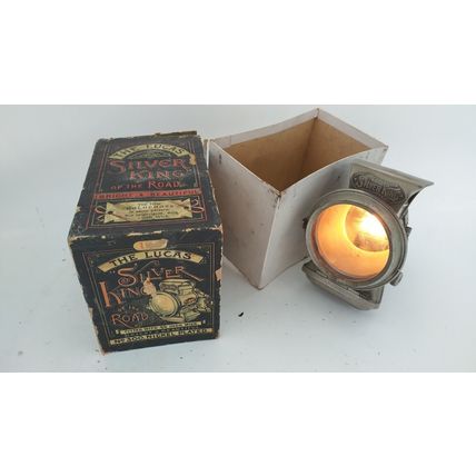 boxed the lucas silver king of the road 3/4" wick No.300 nickel plated holophote