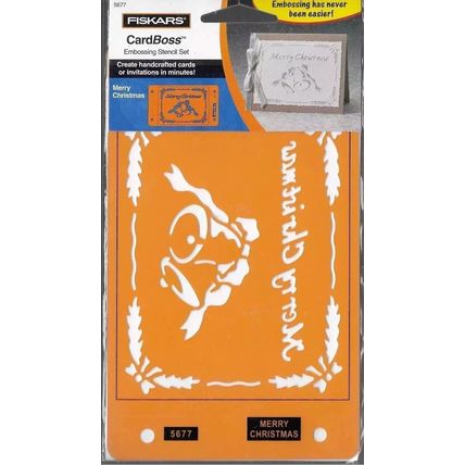 Fiskars. Merry Christmas Stencil. Embossing Cardmaking Scrapbooking Crafts