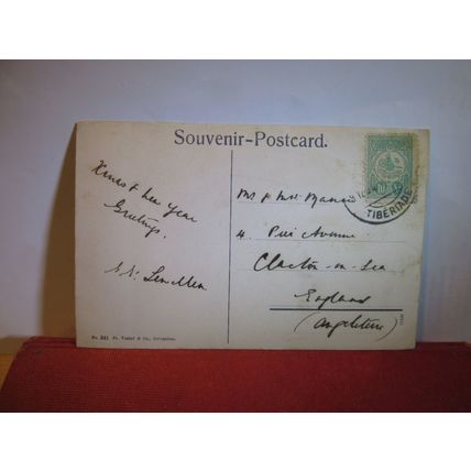 THE SEA OF GALILEE used antique postcard c.1910 Turkey stamp =