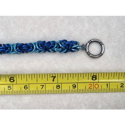 Electric Blue Chainmail Bracelet | Byzantine Weave Pattern | Aluminum Jump Rings