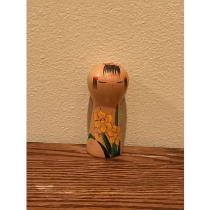 Vintage Hand Painted Unique Wooden Authentic Collectible Doll from Japan