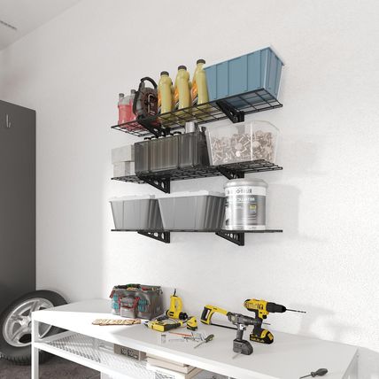 FLEXIMOUNTS 3 Tier 1X4Ft Garage Storage Wall Shelving, 12X48Inch per Shelf Heigh