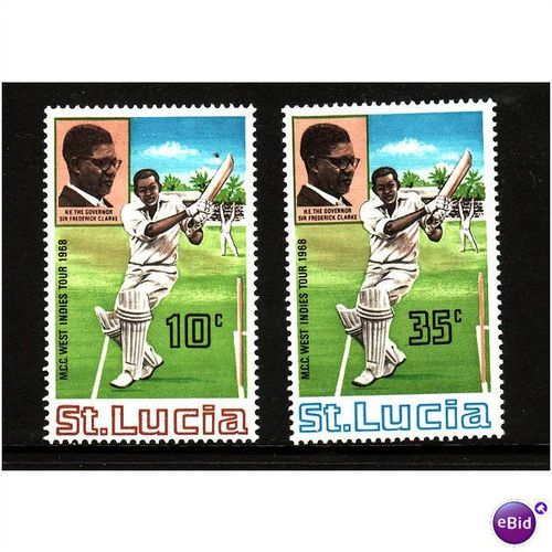 ST LUCIA 1968 MCC TOUR SET 2 VALS SG 243/244 U/M MINT