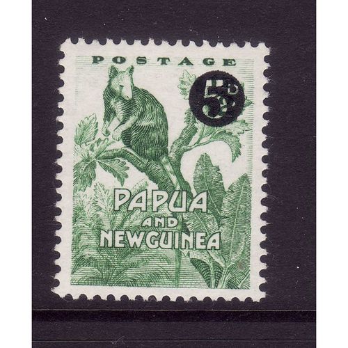 PAPUA NEW GUINEA 1959 SG 25 5d ON 1/2d EMERALD U/M MINT