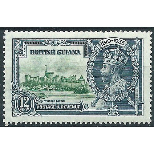 British Guiana 1935 SG303 13c Green & Indigo Silver Jubilee Mounted Mint .. ..