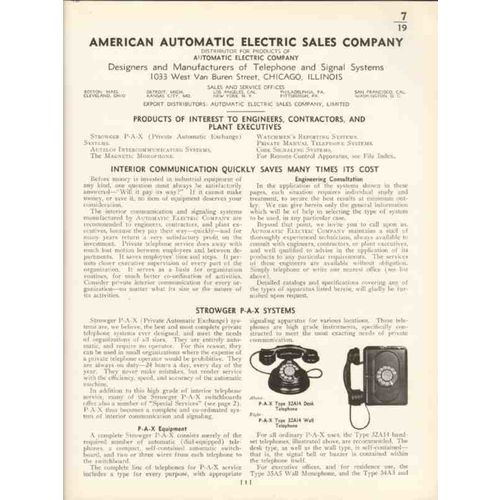automatic electric company 1936 stowger pax telephone vintage catalog