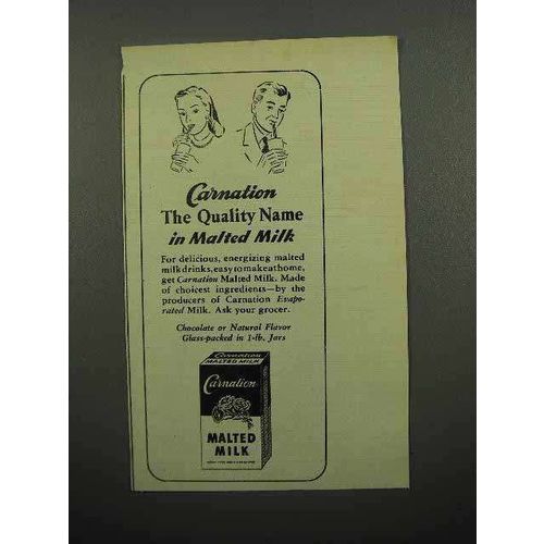 1945 Carnation Malted Milk Ad - The Quality Name