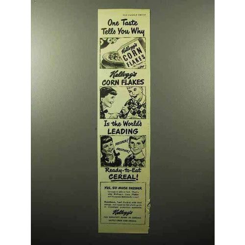 1946 Kellogg's Corn Flakes Cereal Ad - One Taste Tells
