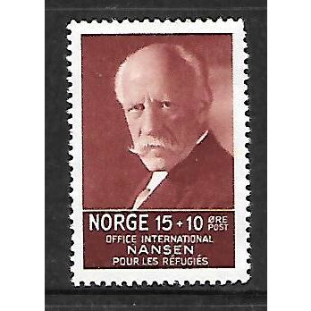 NORWAY 1935 DR NANSEN 15 ORE + 10 ORE BROWN SG 236 M / MINT
