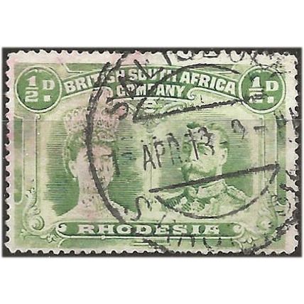 Rhodesia 1910 SG119 1/2d Yellow-Green Fine Used . .. .