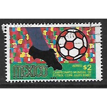MEXICO 1969 AIR WORLD CUP FOOTBALL 2p FOOT KICKING BALL SG1188 FINE USED#2