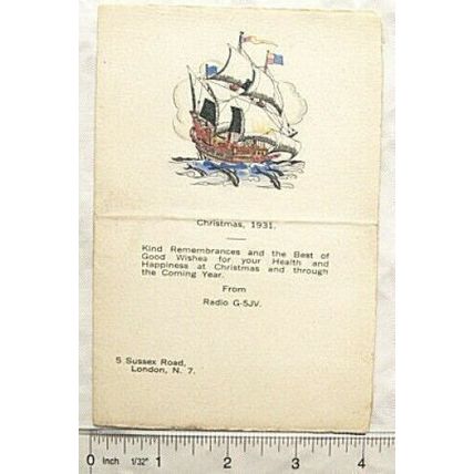 1931 Christmas Card Radio G-5JV, London