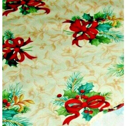 Christmas Bouquet Design Fabric Rounded Rectangle Tablecloth 84" X 59.5"