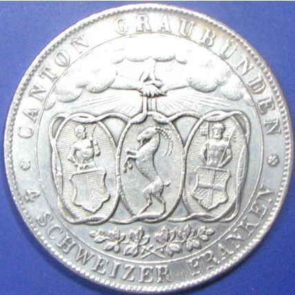 1842 4Fr, Swiss Canton. Challenge Coin, Souvenir. REPLICA. 60a.