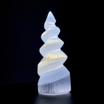 Selenite "Unicorn Horn" Standing Spiral Twist | Morocco[ ]