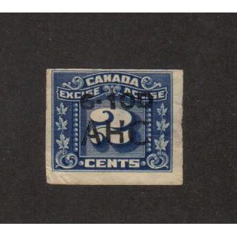 FX98 - #AHC, July 1937 (Tobacco Overprint) - Canada Excise Tax Revenue Stamp