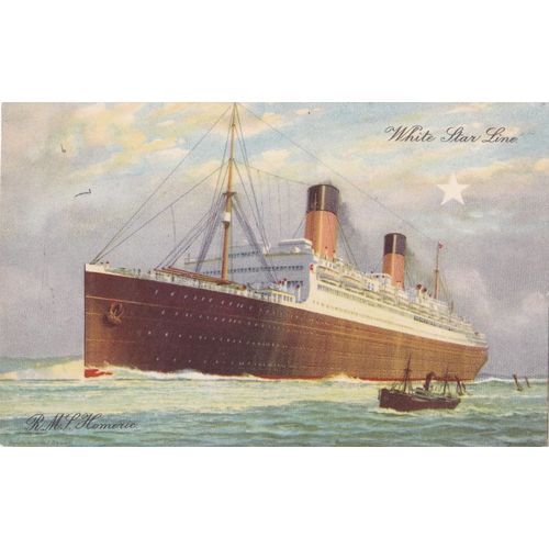 Artist Drawn White Star Line R.M.S. Homeric Ocean Liner Postcard (S11328)