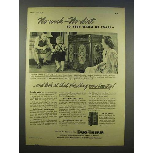 1946 Duo-Therm Oil Heaters Ad - No Work, No Dirt