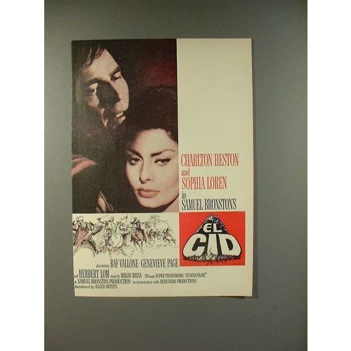 1961 El Cid Movie Ad w/ Charlton Heston, Sophia Loren