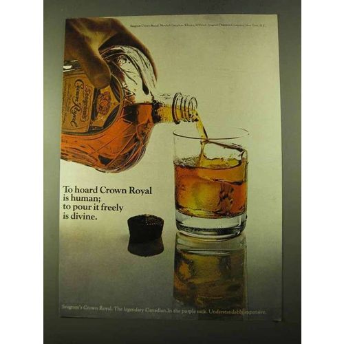 1970 Seagram's Crown Royal Ad - To Hoard Is Human