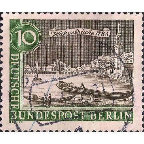 GERMANY, BERLIN, Waisenbrucke, green 1962, 10 Pfennig