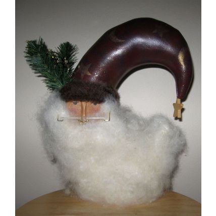 Painted Fabric Crescent Santa with Fantastic Beard