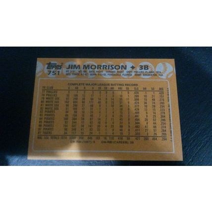 1988 Topps Card # 751 Jim Morrison Excellent-Mint (6) Detroit Tigers