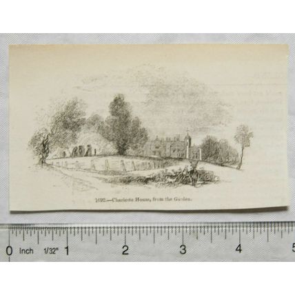 1860s engraving - Charlcote House from the Garden