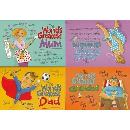 Worlds Greatest Grandad Grandma Dad Mum 4x Postcard s