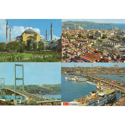 Istanbul Museum Bridge Harbour Aerial 4x Turkey Postcard s