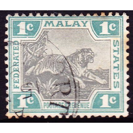 FEDERATED MALAY STATES 1901 1c Tiger Grey & Green SG15a - FINE USED