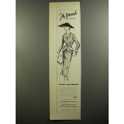 1952 John Wanamaker Duchess Royal Suit Ad - Nylon-and-orlon