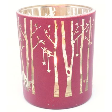 Christmas Stag & Deer Tealight Holder Glass Round 8CM
