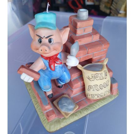Vtg Walt Disney Collectable Figurine 3 Three Little Pigs Brick Music Box Rare