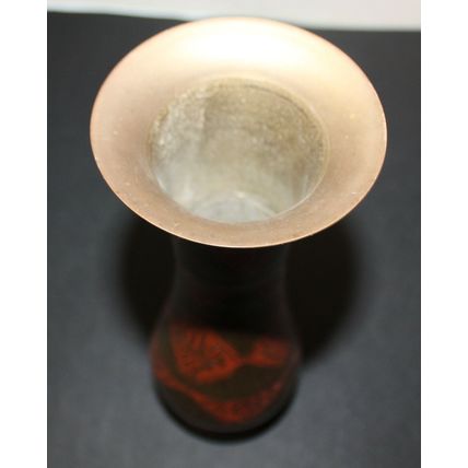VTG Vase Hand Painted Etched Brass from India Unique Gift Home Decor Staging 12"
