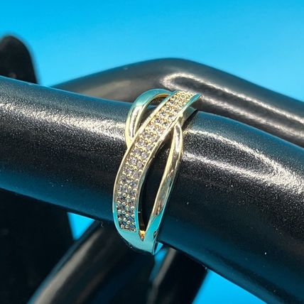 Ring Wave 18K Yellow Gold Band with CZ #762