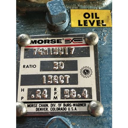 NEW MORSE 74M15017 GEAR HEAD 30 RATIO 13GCT .24HP 58.4RPM,MORSE 74MI50I7,CZ,EX