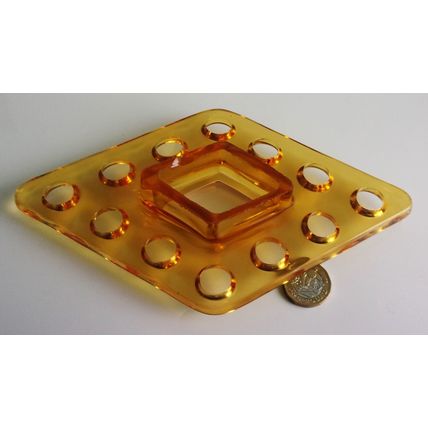 Bagley Art Deco Amber Glass Stem Holder For "Wyndham" Vase.