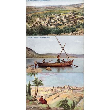 Tiberius Fishermans Boat Bethany Jerusalem 3x Old Postcard s