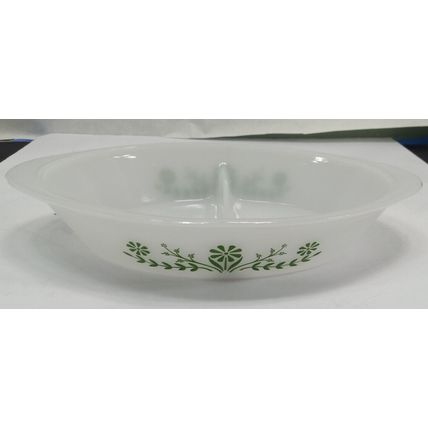 Vintage Glasbake Green Daisy Flower Baking Cake/Pie Dish - 12 Inches [CHIPPED]