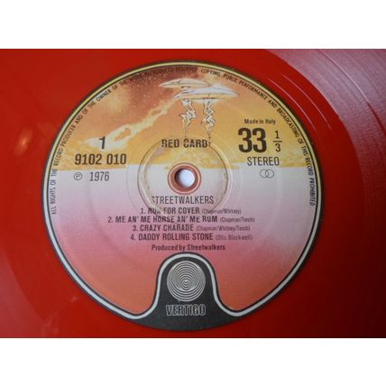 LP. 1976.STREETWALKERS . RED CARD. LIMITED EDTION RED VINYL. NO 02821.NEAR MINT