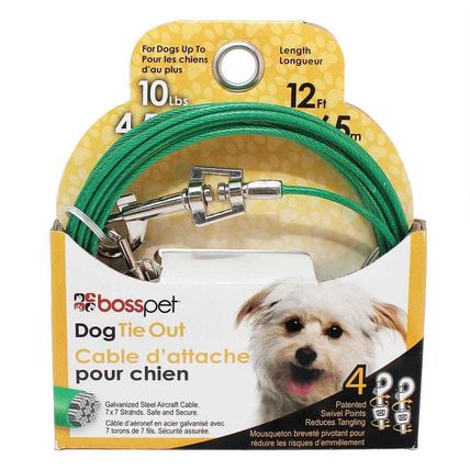 Boss Pet Small Dog Twin Swivel Vinyl Coated Tie Outs 12 ft