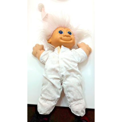 12" Russ Troll Kids Bedtime Baby Doll Pink/White Polka Dot Pyjamas Night Cap TOY