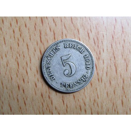 1910f 5 Pfennig Germany Empire Coin