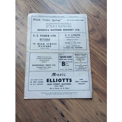 1955/56 Watford vs Torquay - Division 3(S), 31/3/1956 * FREE P&P *