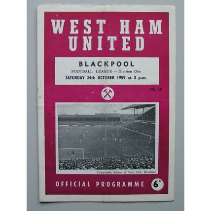 WEST HAM UNITED v BLACKPOOL Div1 24/10/1959