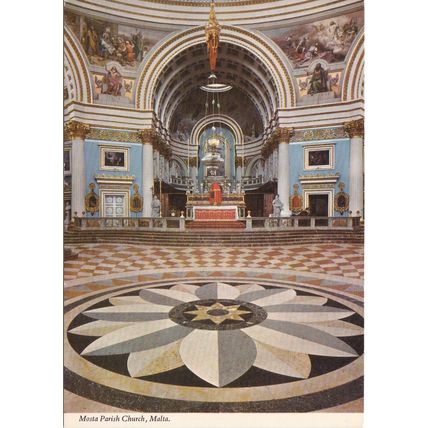 Mosta Parish Church Malta postcard unused VGC