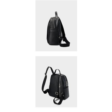 Women Genuine Leather Backpack Black
