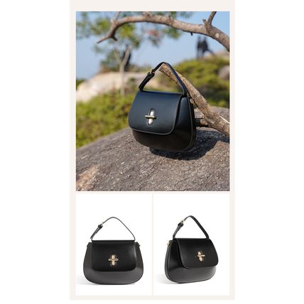 Genuine Leather Women Shoulder Bag Vintage Crossbody Purse Handbag Black