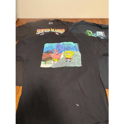 Lot of 3 Boys Men’s XL Short Sleeved Shirts SpongeBob Mario Minecraft